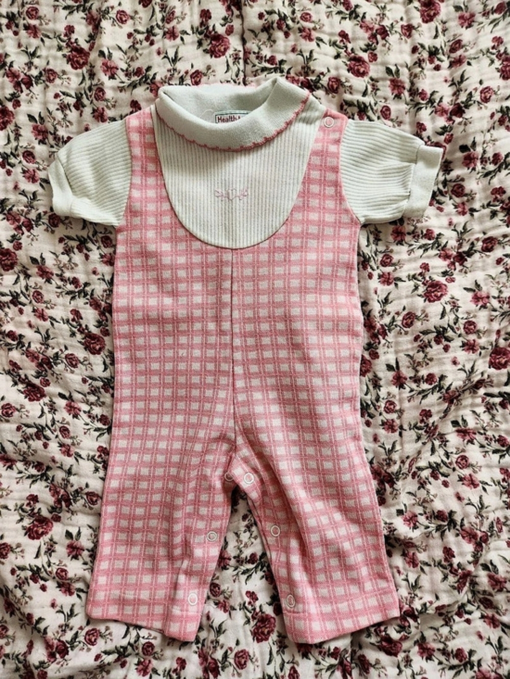 Health-Tex Pink Checkered Baby Romper 9M